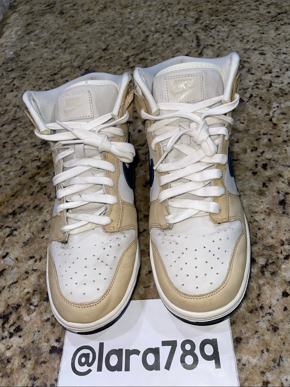 Nike Dunk High Premium Sneakers in White, Beige and Navy
